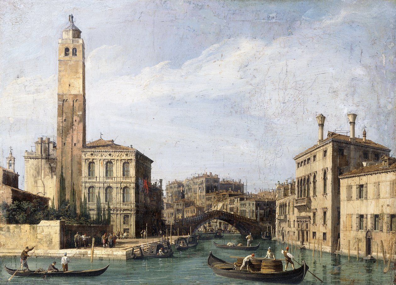 O Grande Canal com San Geremia, Palazzo Labia e a entrada do Cannaregio, c.1726-1730 de Giovanni Antonio Canal