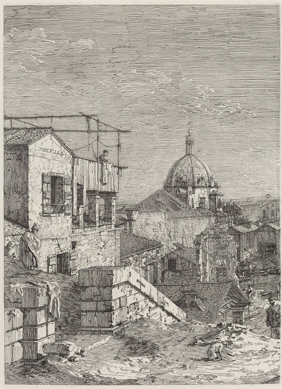 A Casa com a Inscrição [esquerda], 1741. de Canaletto