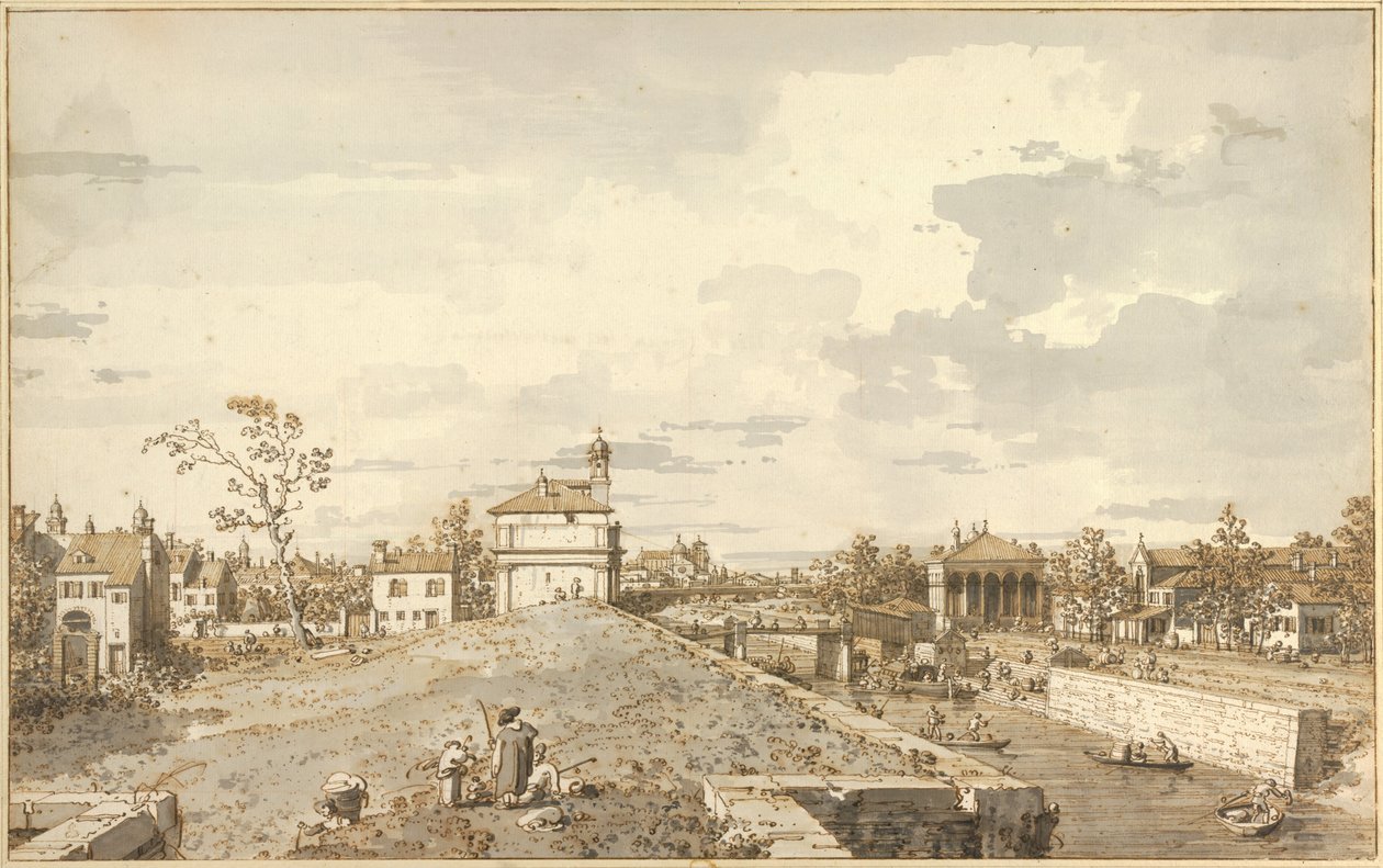 A Porta Portello com o Canal de Brenta em Pádua, 1740-1743 de Canaletto