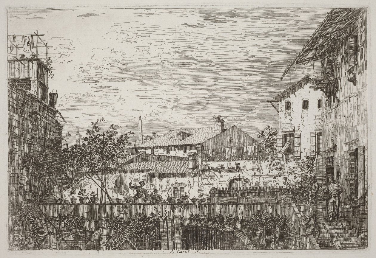 O terraço [em baixo à direita] de Canaletto