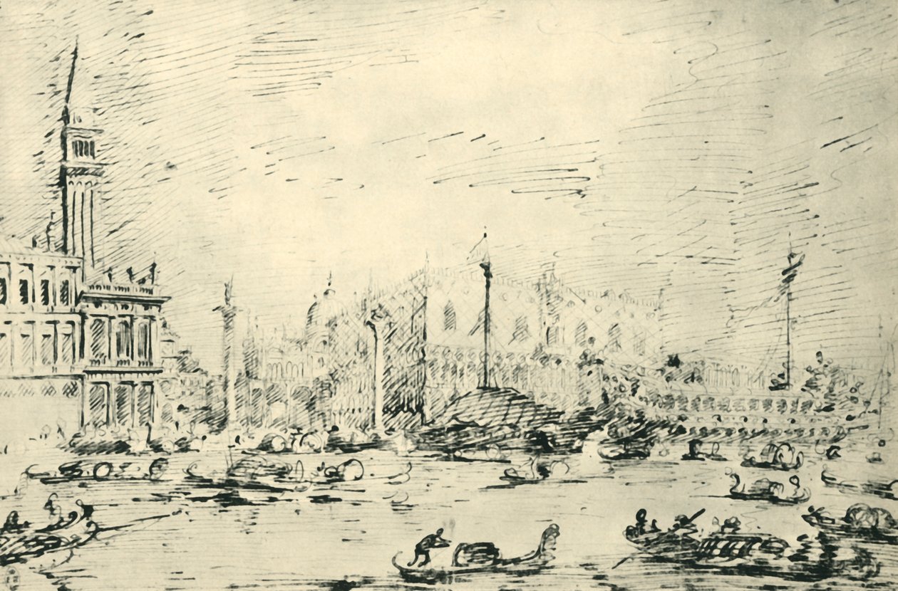 Veneza: a bacia de San Marco no dia da ascensão 1729, 1943. de Giovanni Antonio Canal