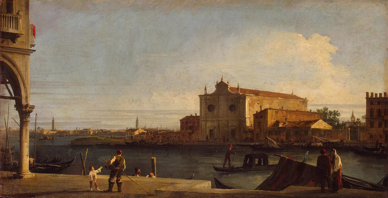 Vista da Igreja de San Giovanni dei Battuti, na ilha de Murano, entre 1725 e 1728. de Giovanni Antonio Canal