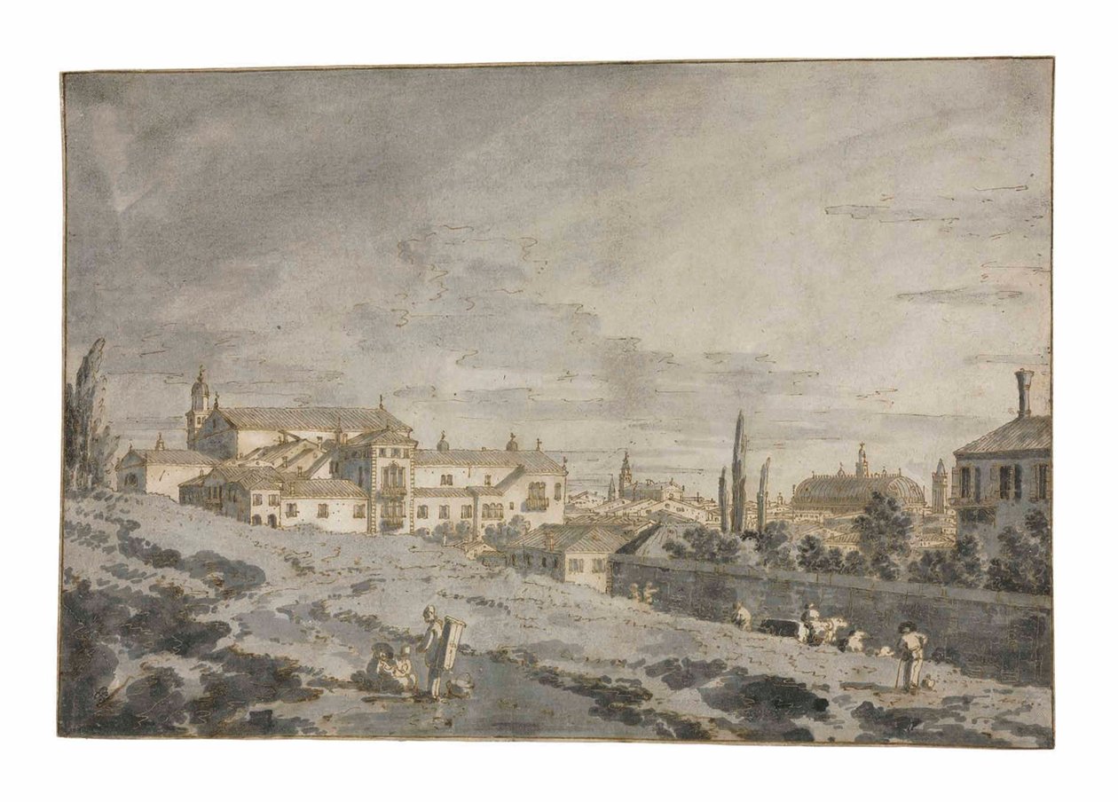 Vista de Pádua de fora das muralhas da cidade com a Igreja de San Francesco de Giovanni Antonio Canal