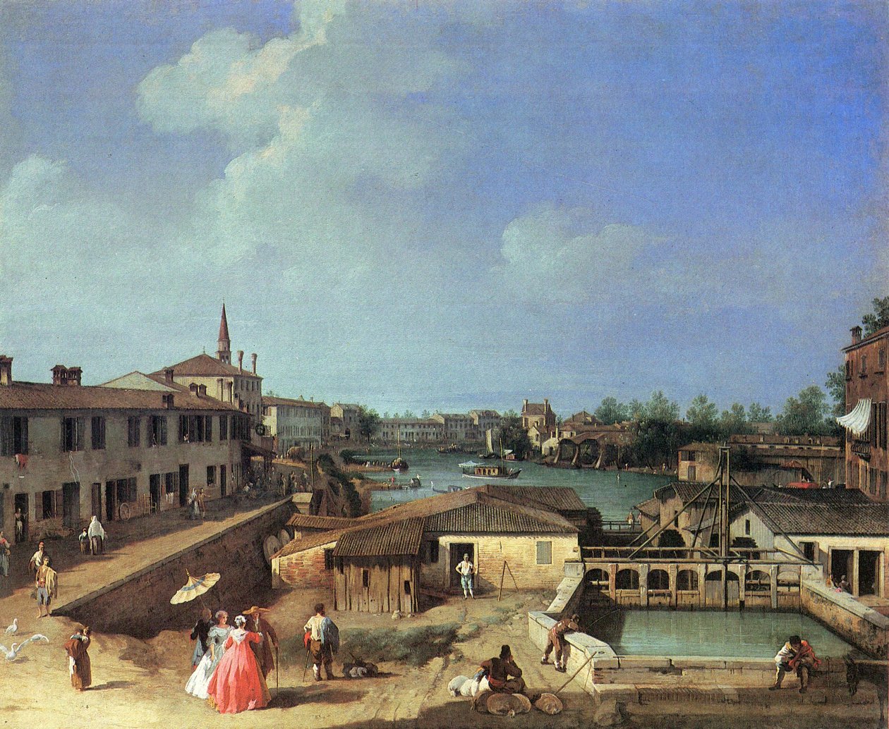 Vista dos moinhos de Dolo no Brenta de Canaletto