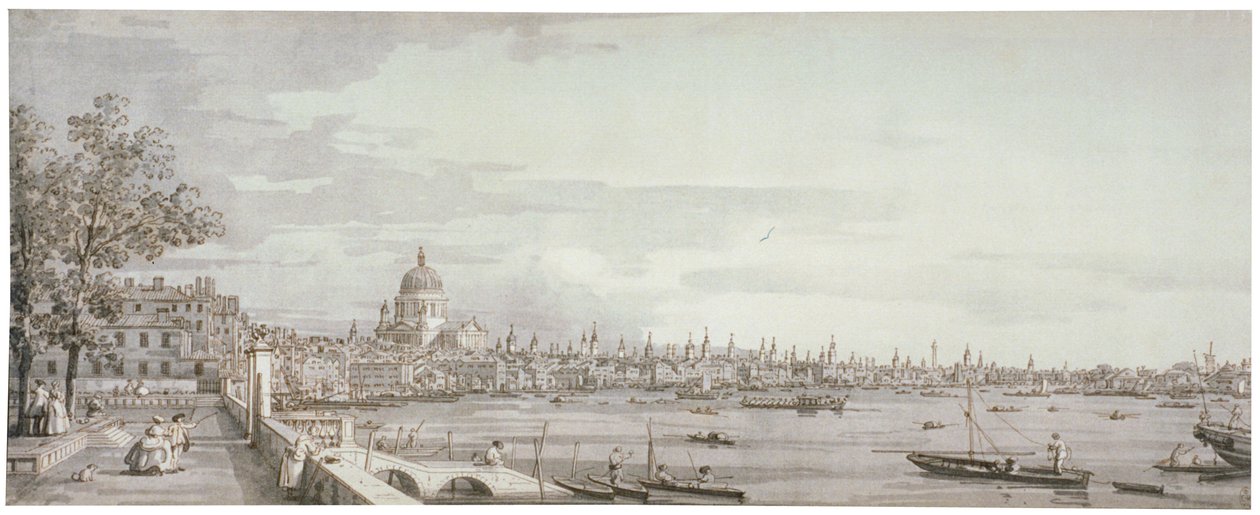 Vista do rio Tamisa, Londres, c1750 de Canaletto