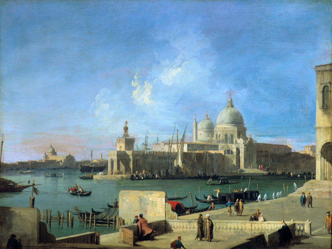 Vista da saudação da entrada do Grande Canal, Veneza, c1727-1728 de Giovanni Antonio Canal