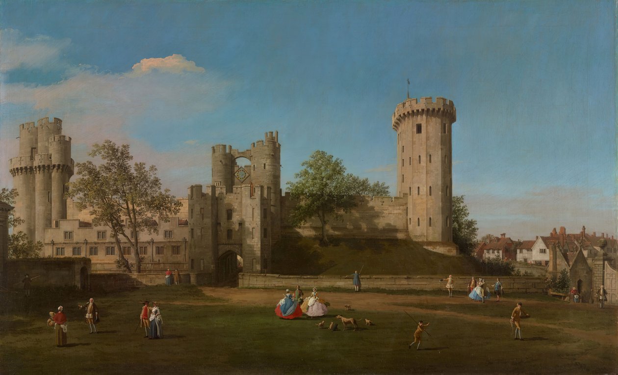 Castelo de Warwick, Frente Leste do Pátio Externo, 1752. de Canaletto