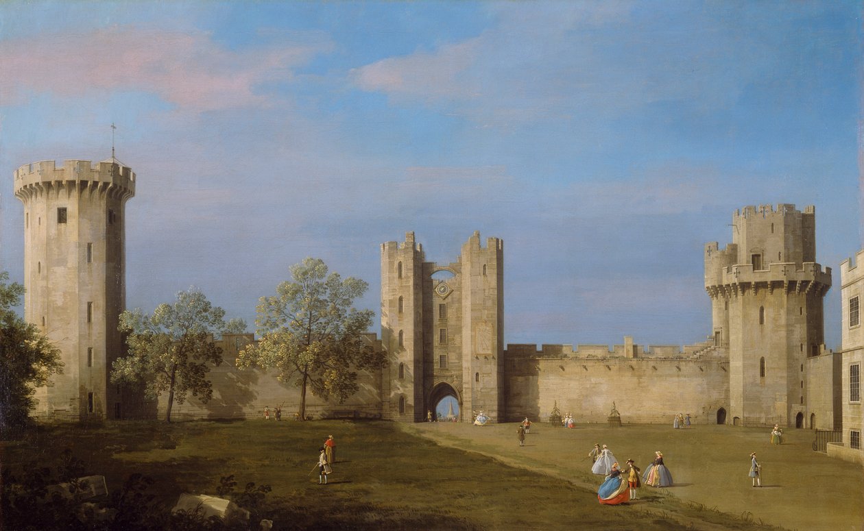 Castelo de Warwick, frente leste da quadra externa, 1752 de Giovanni Antonio Canal