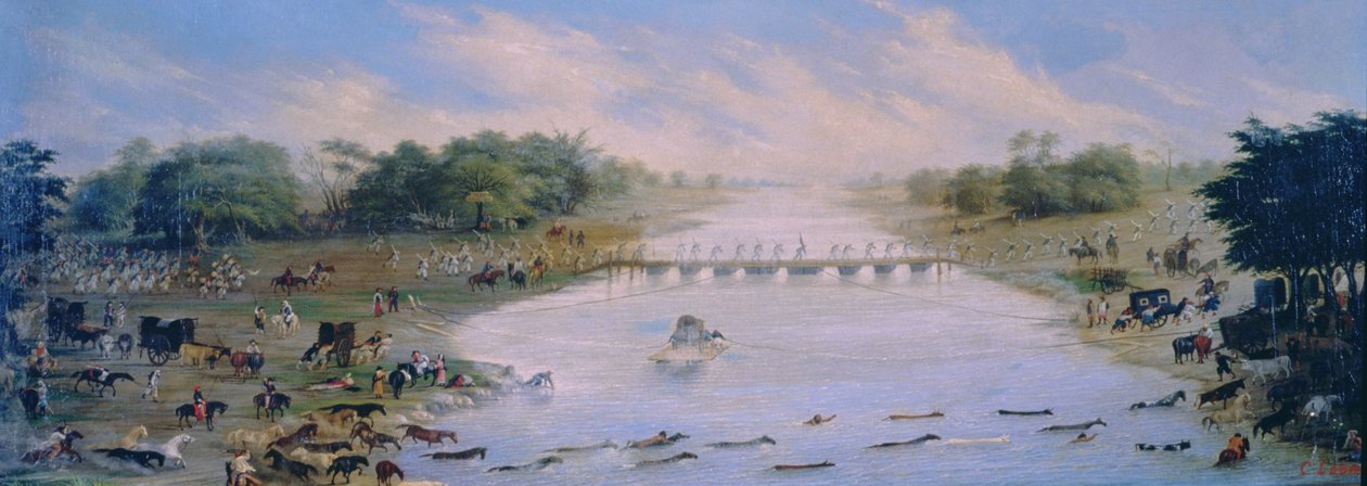 Atravessando o Rio Riachuelo, Buenos Aires, Argentina de Candido Lopez