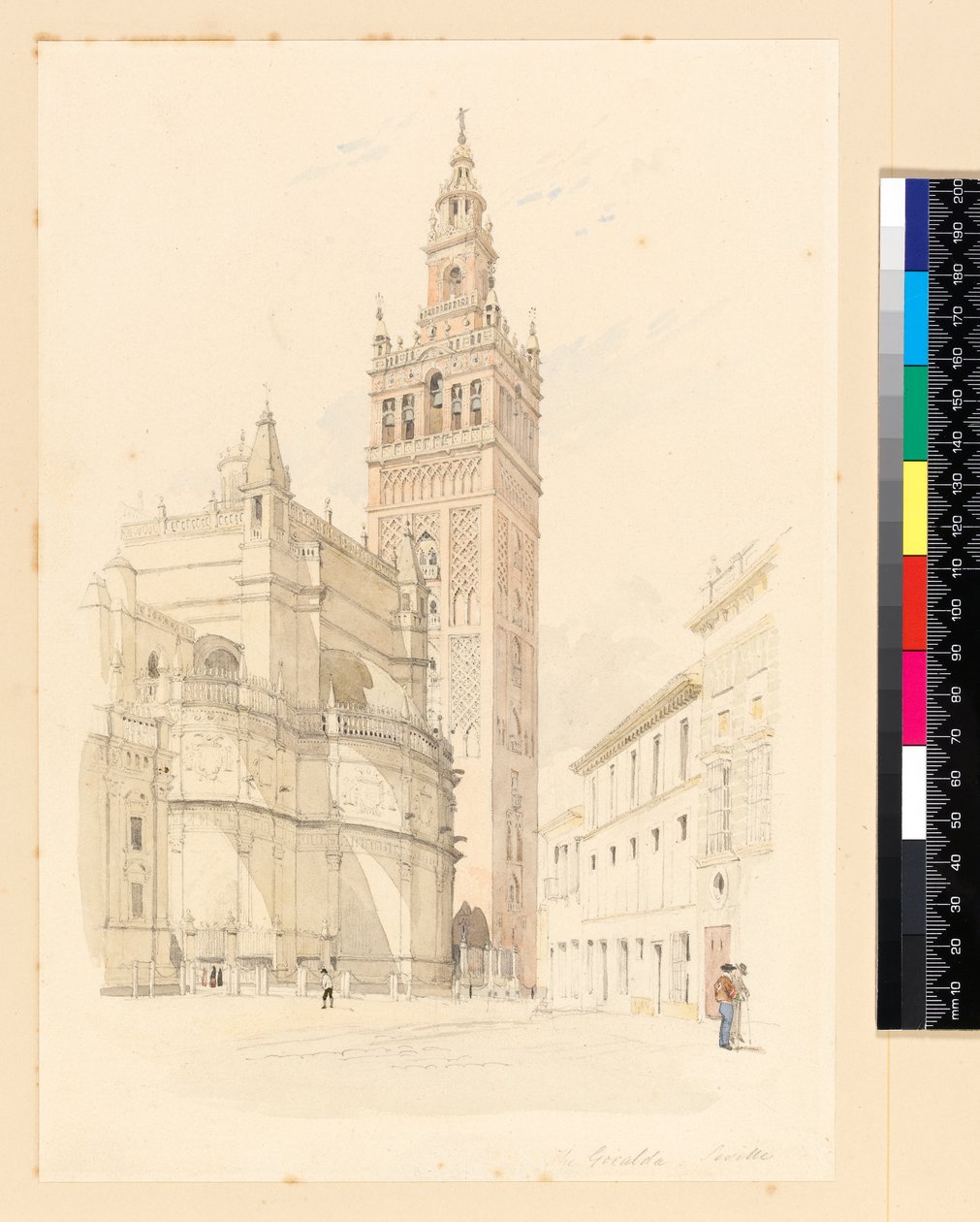 A Giralda, Sevilha, c.1846 (lápis e wc) de Canon G. F. Weston