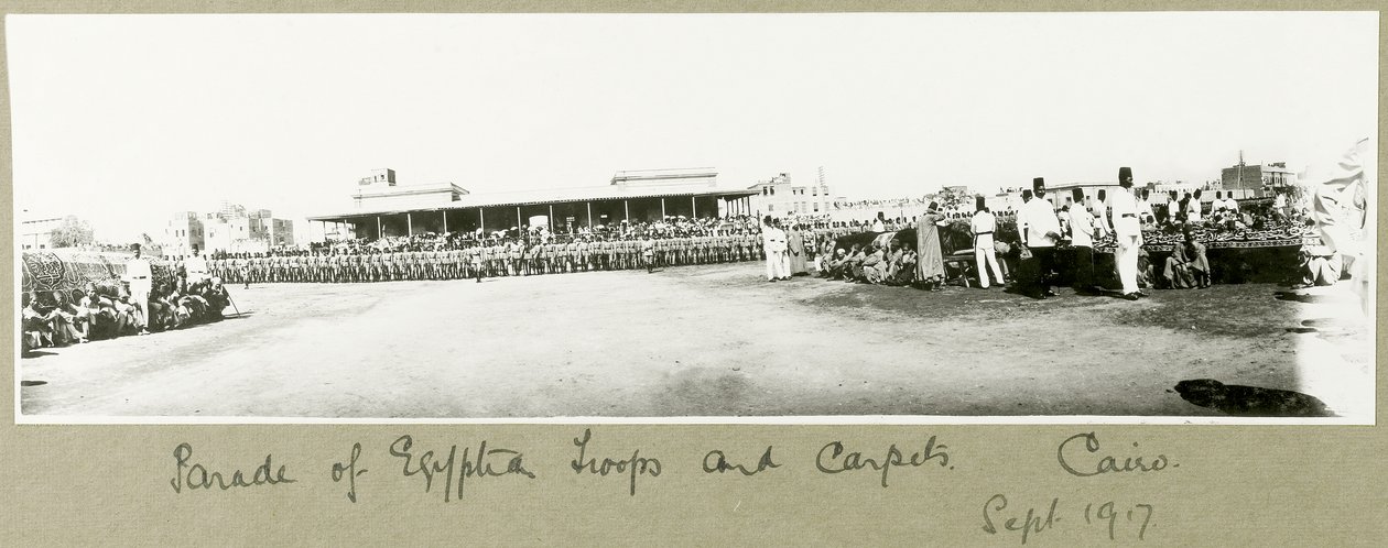 Desfile de tropas e tapetes egípcios, Cairo, setembro de 1917 de Capt. Arthur Rhodes