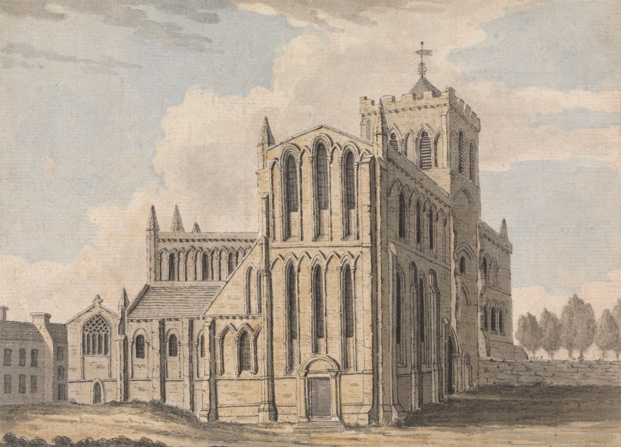 Vista Noroeste da Igreja do Castelo, Hexham, Northumberland de Capt. Francis Grose