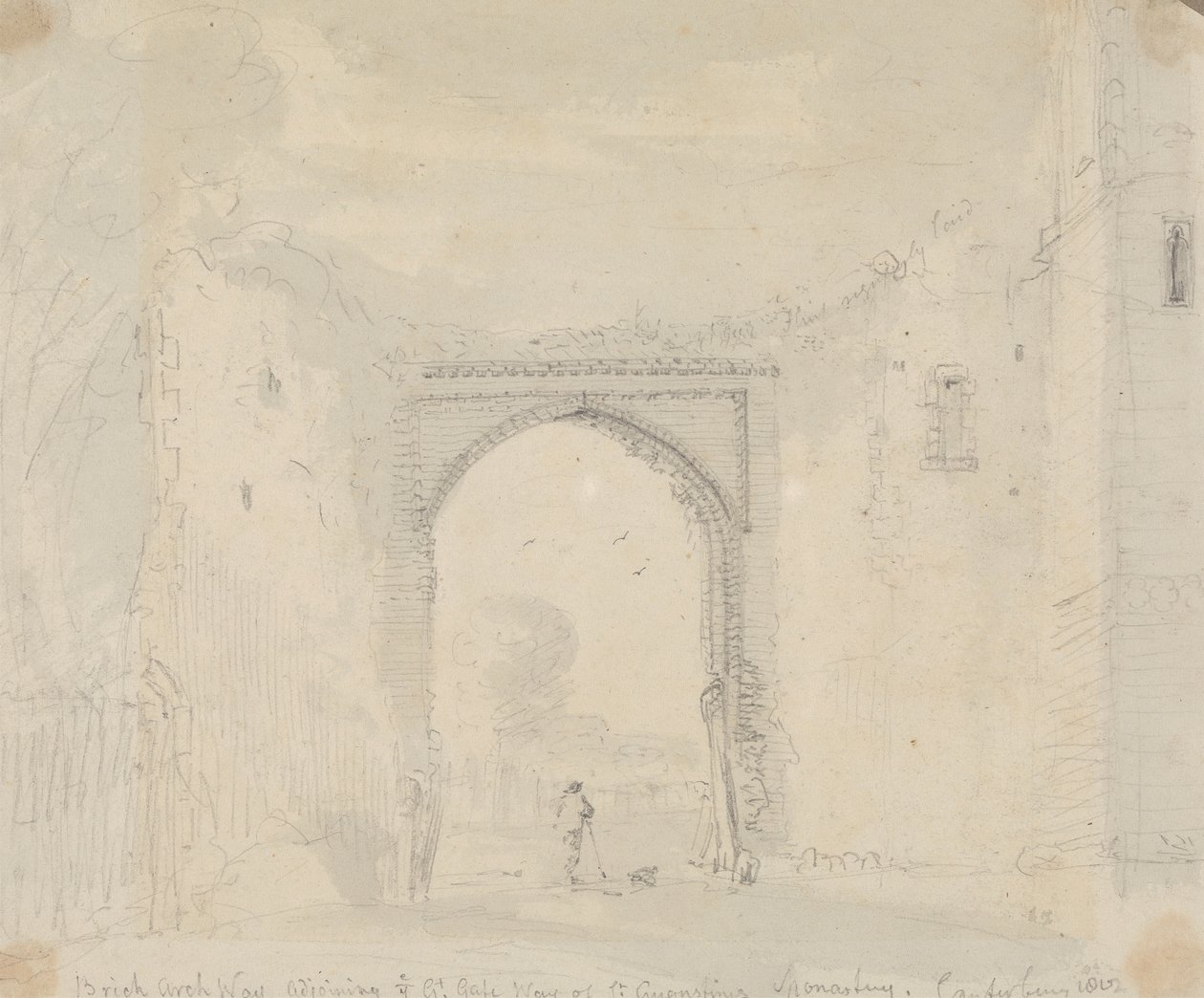 Arco de tijolos adjacente à Grande Porta do Mosteiro de Santo Agostinho, Canterbury de Capt. Thomas Hastings