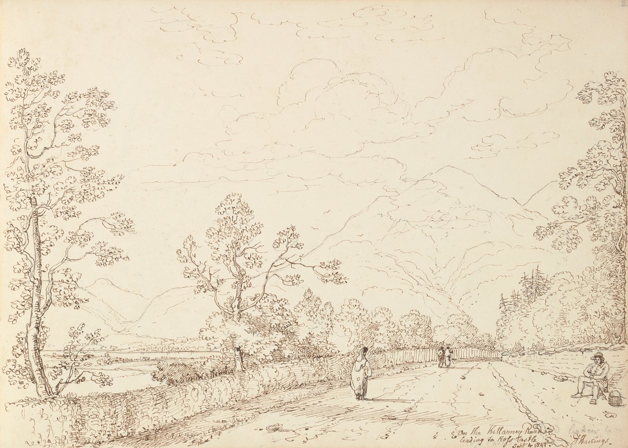 Na estrada Killarney que conduz ao Castelo de Ross, 4 de Setembro de 1841 de Capt. Thomas Hastings
