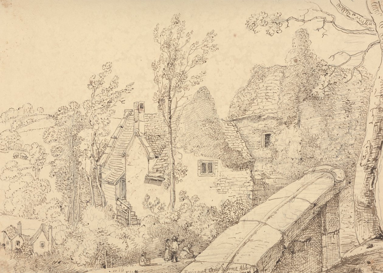 Ruínas da Abadia de Crewkerne, Maio de 1833 de Capt. Thomas Hastings