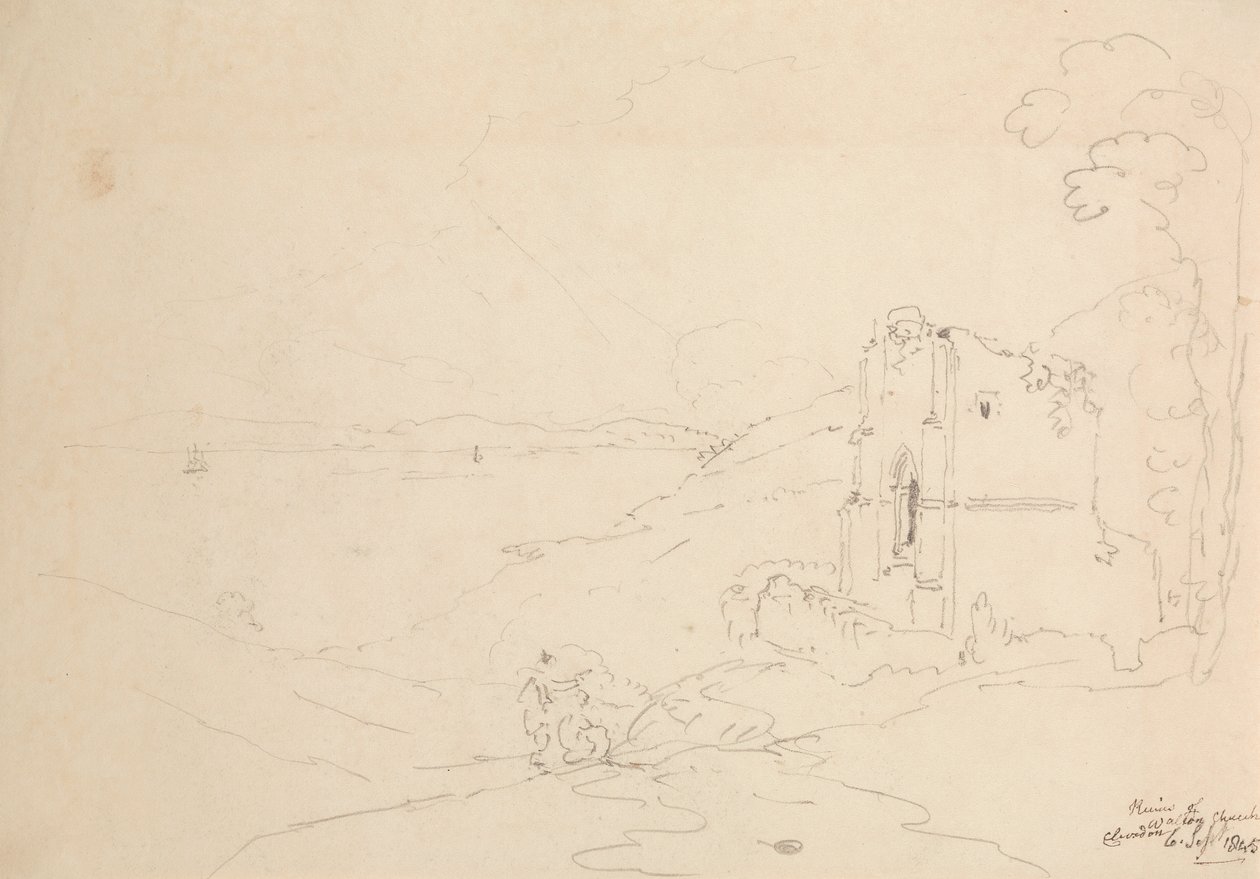 Ruínas da Igreja de Walton, Clevedon, 6 de Setembro de 1845 de Capt. Thomas Hastings