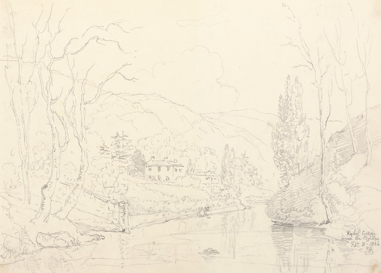 Rydal Cottage a partir da Ponte, 8 de Fevereiro de 1836 de Capt. Thomas Hastings
