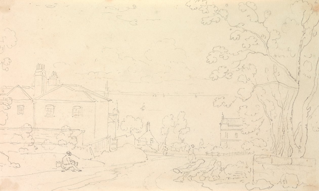 Esboço de casas perto da costa, Ilha de Wight de Capt. Thomas Hastings