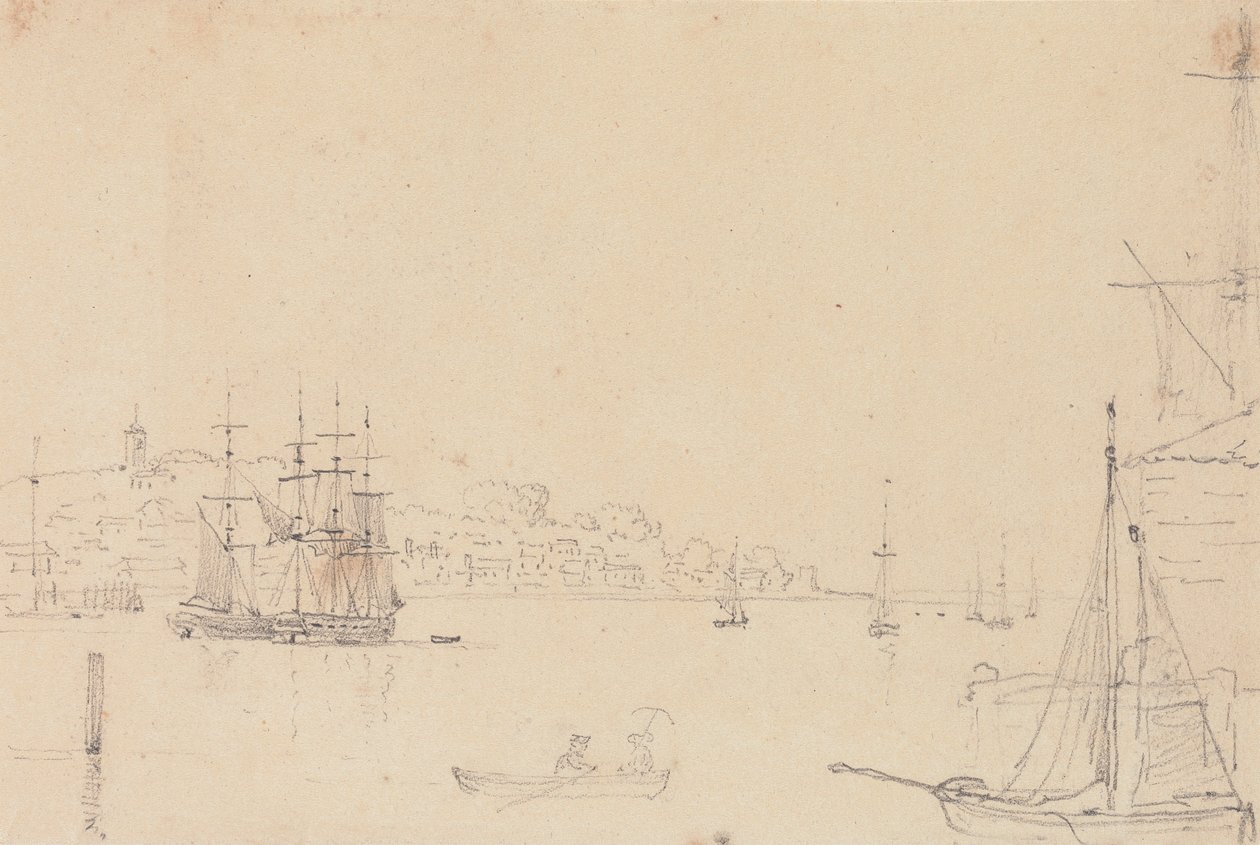 Esboço de Navios perto de West Cowes, Isle of Wight de Capt. Thomas Hastings