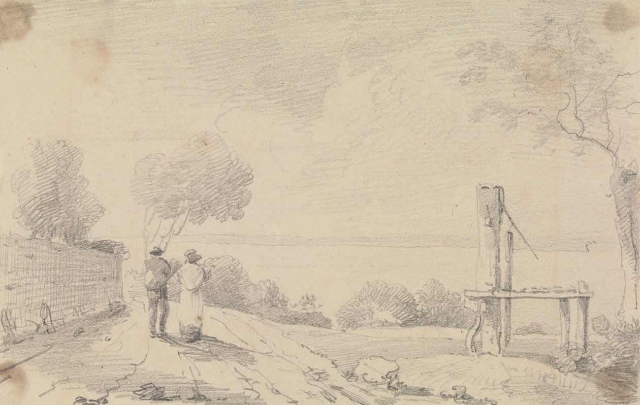 Esboço de uma estrada costeira perto de uma plataforma de Capt. Thomas Hastings
