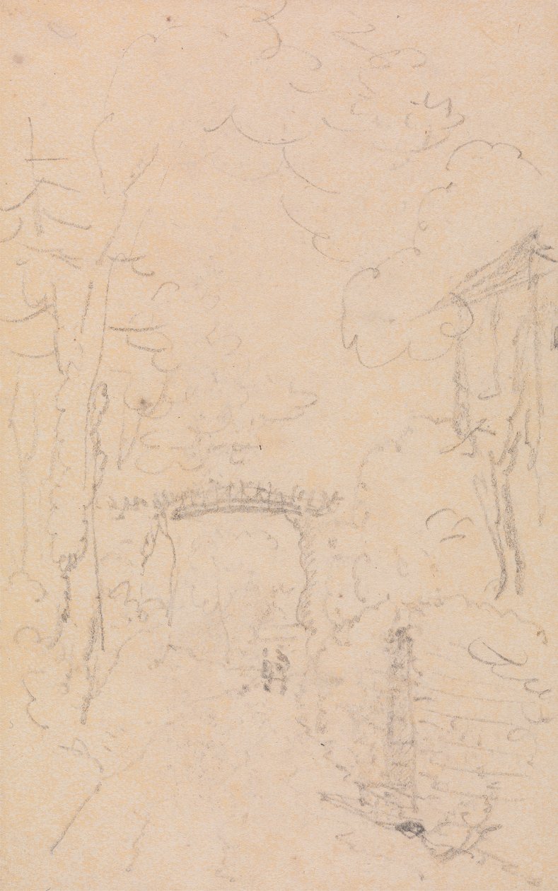 Esboço de uma estrada e ponte arborizada, Shorwell de Capt. Thomas Hastings