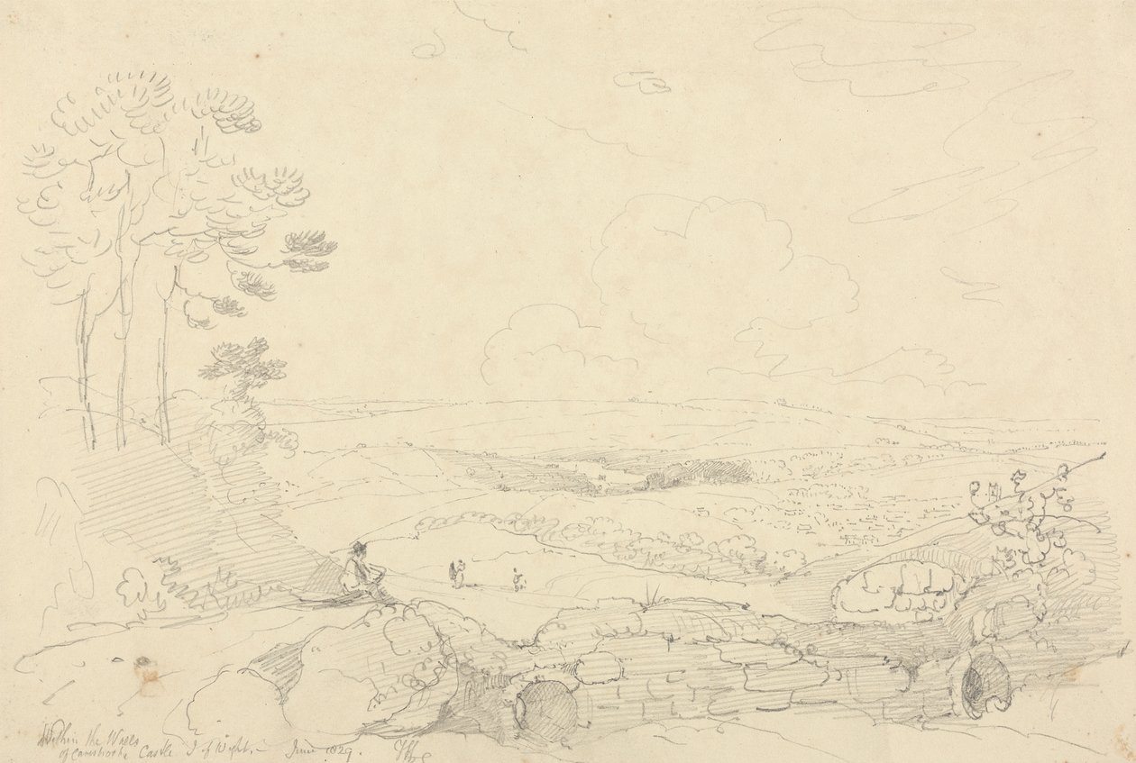 Dentro das Muralhas do Castelo de Carisbrooke, Ilha de Wight, Junho de 1829 de Capt. Thomas Hastings