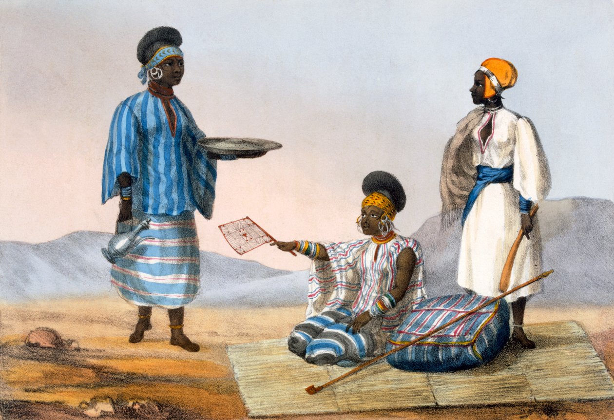 Grupo de mulheres nativas em Soudan, de &39;Narrativa de Viagens no Norte da África nos Anos 1818-19 e 1820&39;, c.1820 de Captain George Francis Lyon
