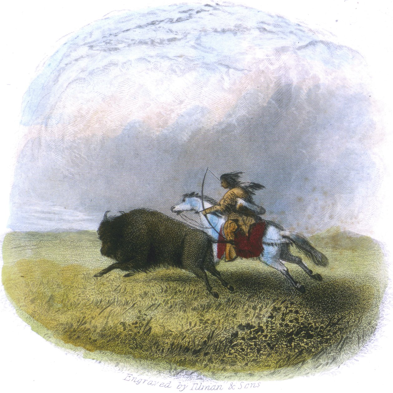 Caça ao búfalo, gravada por Tilman und Sons, 1853 de Captain Seth Eastman