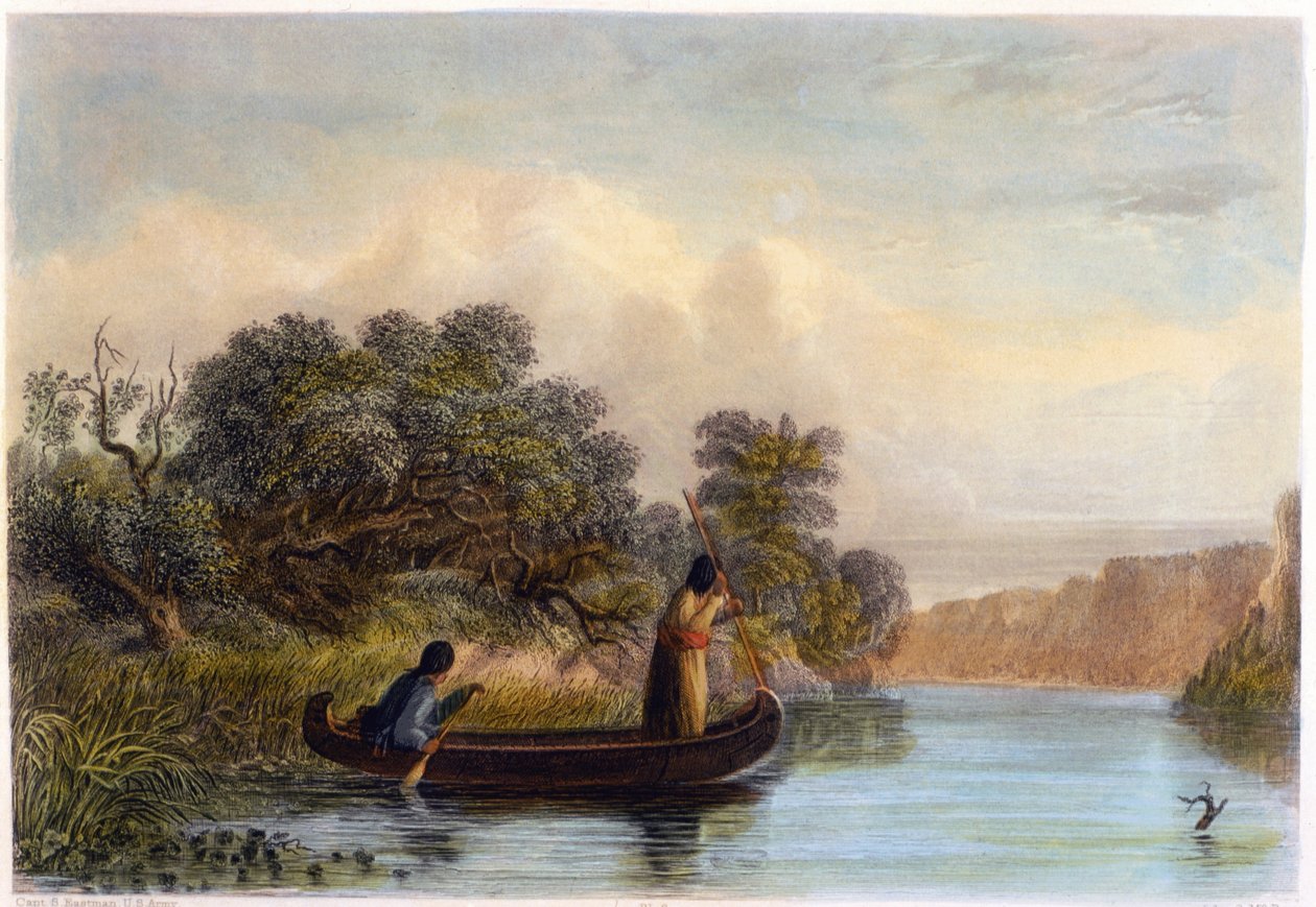 Spearing Fish de uma canoa, 1853 de Captain Seth Eastman
