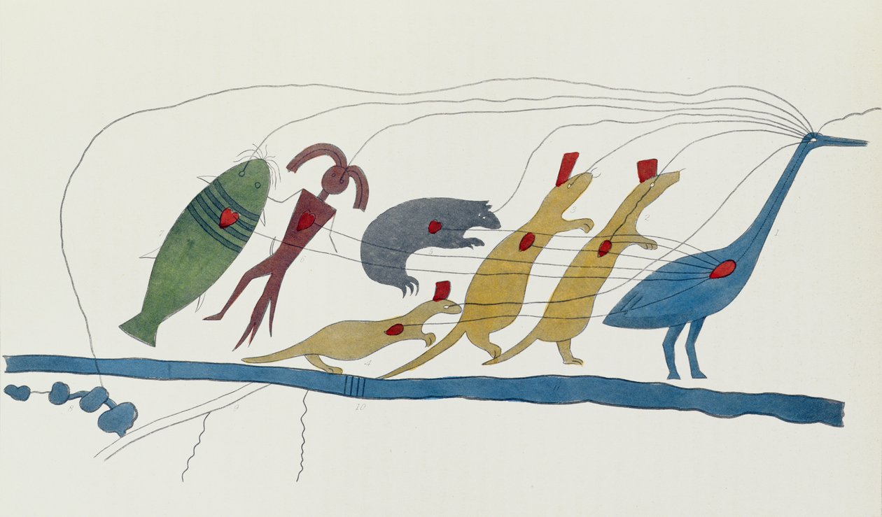 Petição Simbólica de Chefes Chippewa apresentada em Washington, em 28 de janeiro de 1849, liderada por Oshcabawis, de Monomonecan, Wisconsin, a partir de &39;Informações Respeitando a História, Condição e Perspectivas do de Captain Seth Eastman