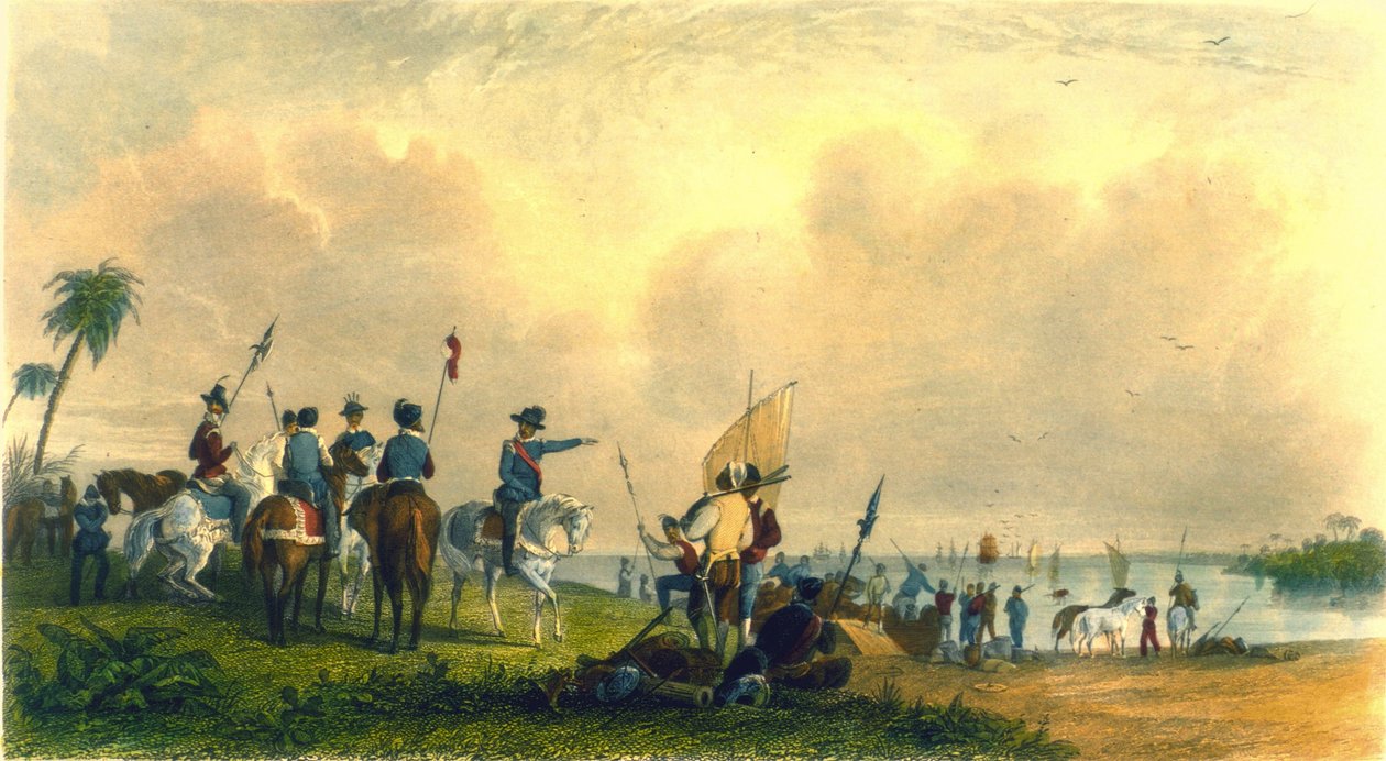 Aterrissagem de De Soto em Tampa Bay em 1539, 1853 de Captain Seth Eastman