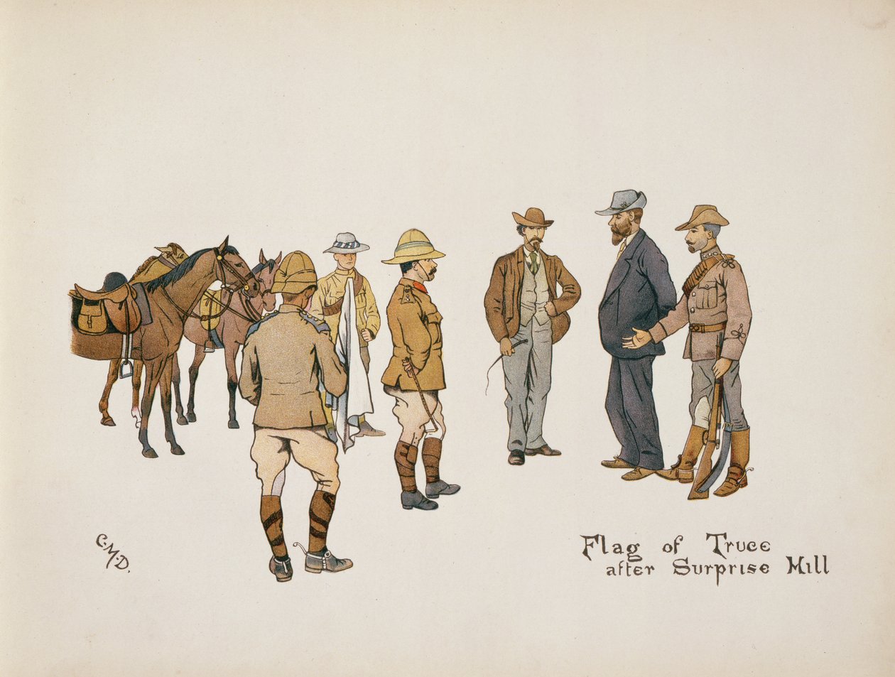 Bandeira de trégua após Surprise Hill, de The Leaguer of Ladysmith, 1900 de Captain Clive Dixon