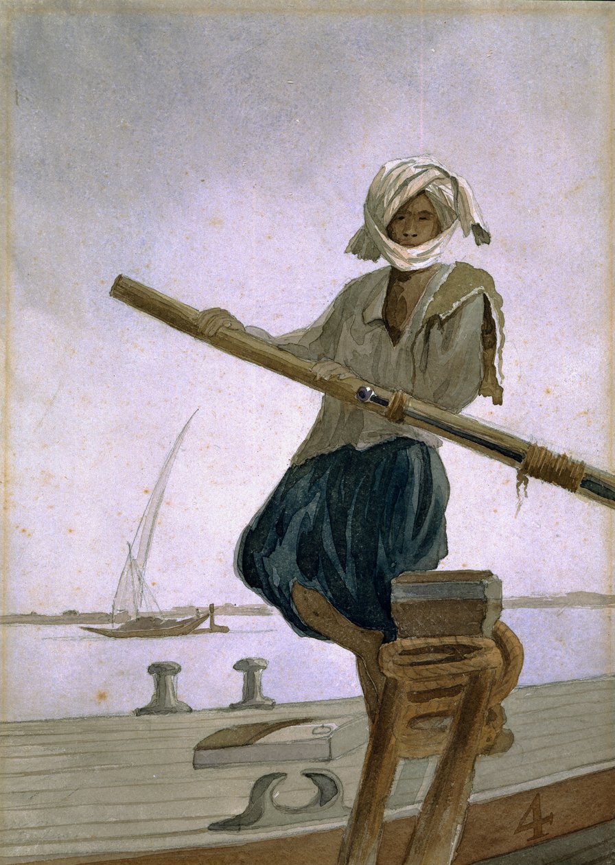Barqueiro no rio Indo, Índia de Captain Cornelius Francis James