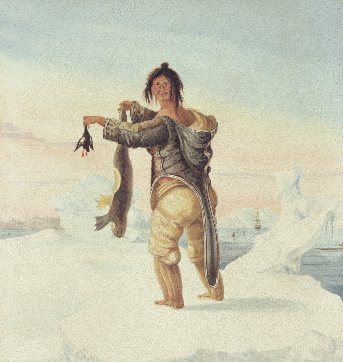 Um Esquimaux das Ilhas Selvagens, 1821 de Captain George Francis Lyon