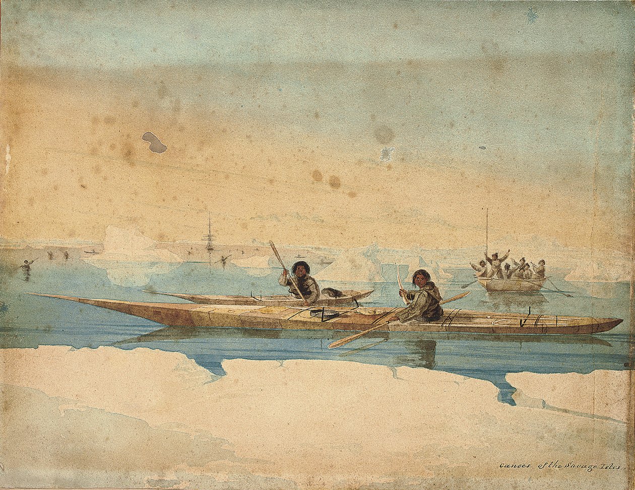 Canoas das ilhas selvagens, estreito de Hudson de Captain George Francis Lyon