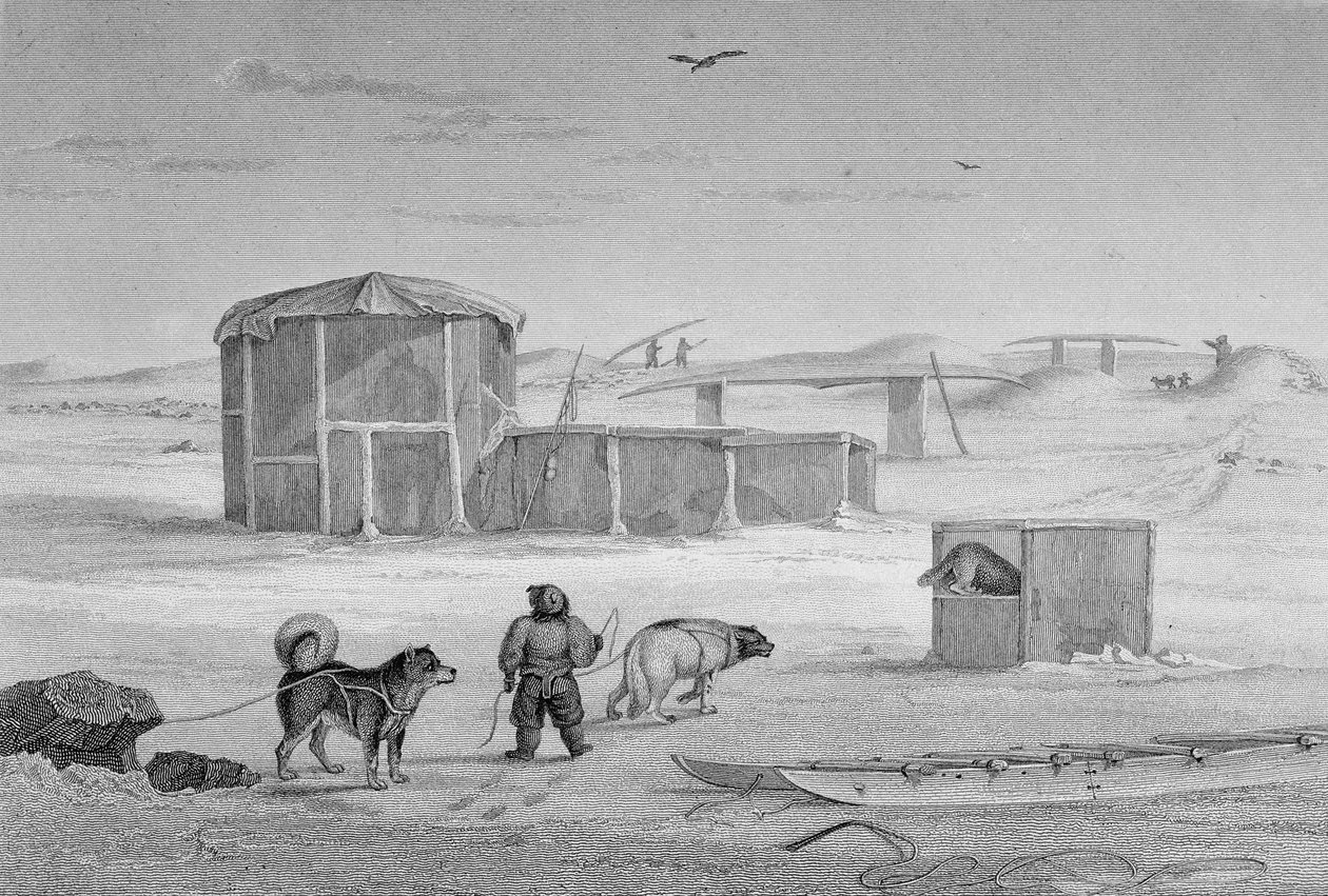 Casa Eskimaux, construída de gelo, Igloolik, 1822, de &39;Journal of a Second Voyage para a Descoberta de uma Passagem Noroeste do Atlântico para o Pacífico, realizada nos anos 1821-22-23&39;, por William de Captain George Francis Lyon