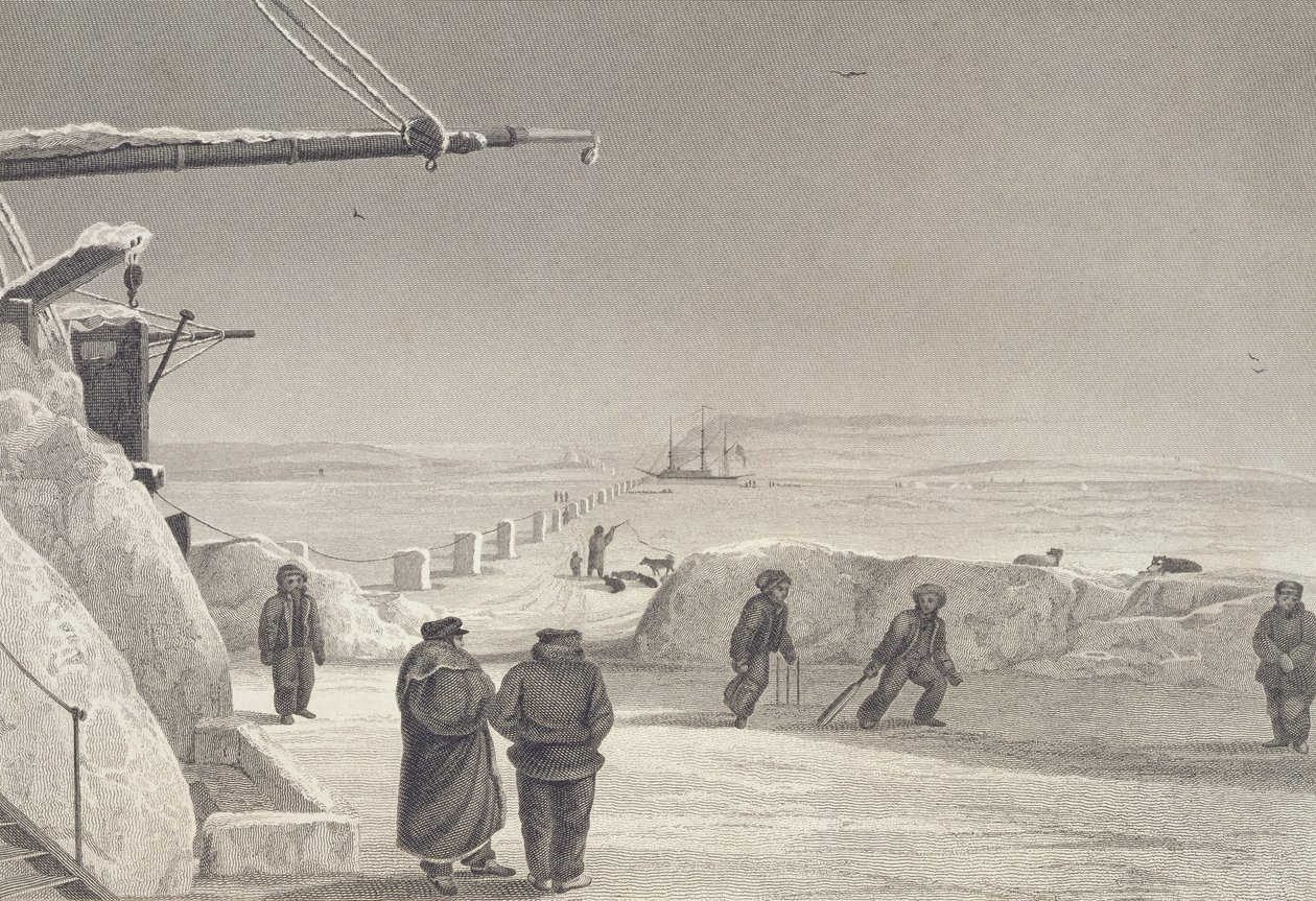 Situação de HM Ships Fury und Hecla em Igloolik, 1822-23, de "Journal of a Second Voyage" para a descoberta de uma passagem noroeste do Atlântico para o Pacífico, realizada nos anos 1821-22-23 de Captain George Francis Lyon