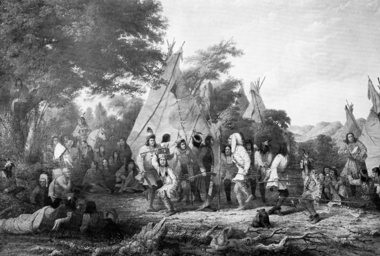 Dança de cães dos Dakotas, c1847. de Captain Seth Eastman
