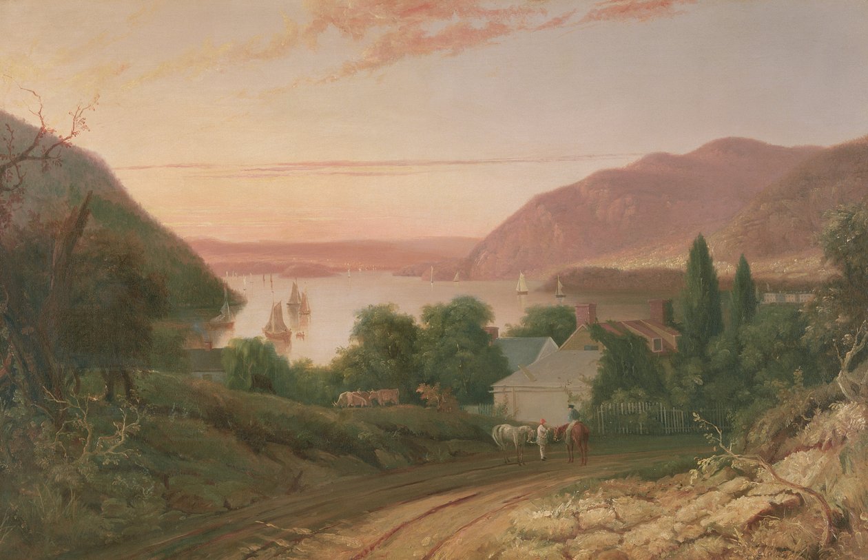 Rio Hudson com uma vista distante de West Point de Captain Seth Eastman