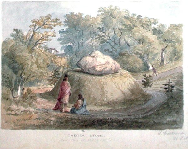 Oneota Stone, Cemitério em Utica, Nova Iorque (aguarela sobre papel) de Captain Seth Eastman