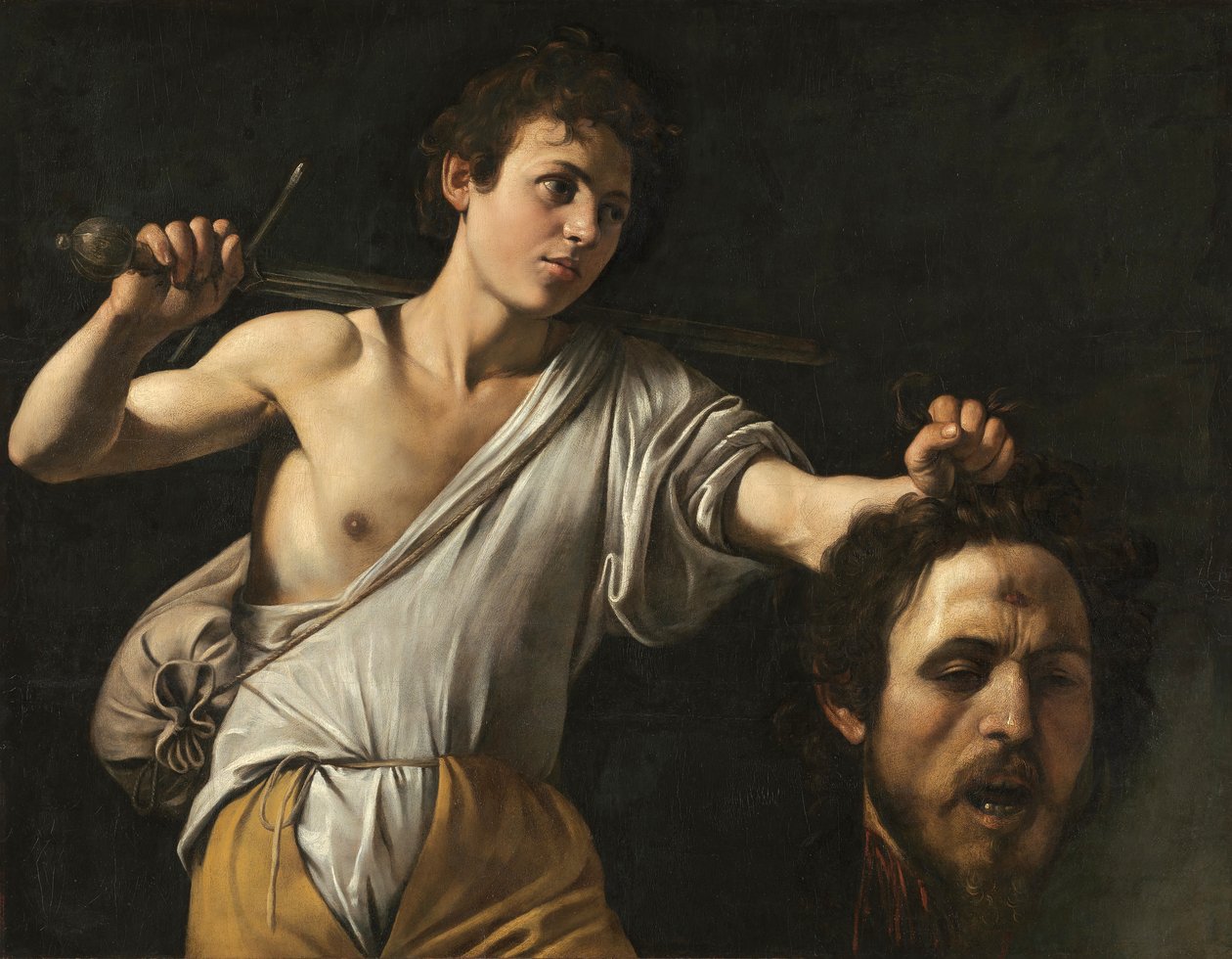 Italiano:  Davide con la testa di Golia David com a cabeça de Golias de Caravaggio