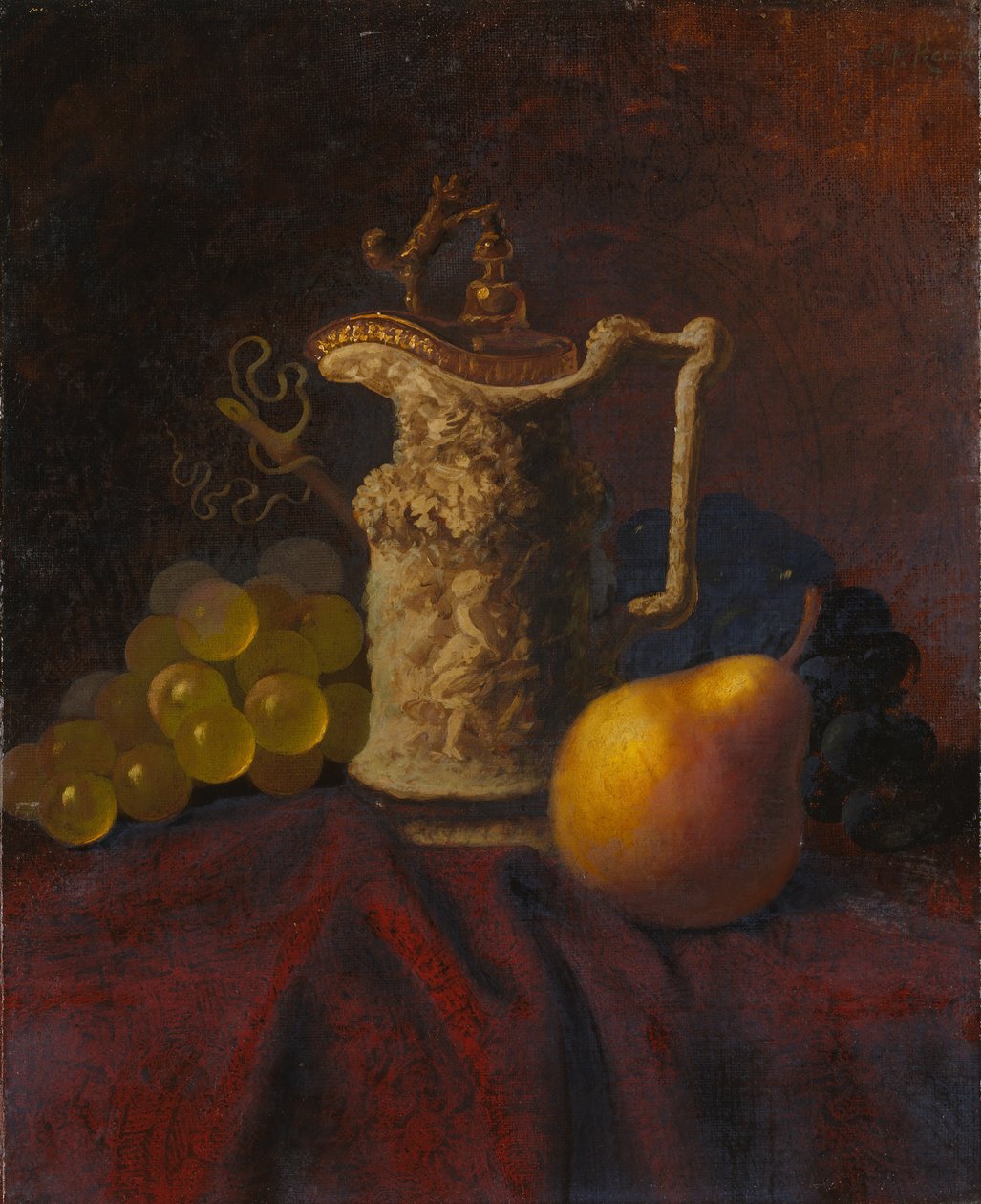 Ainda vida com jarro e frutas. de Carducius Plantagenet Ream