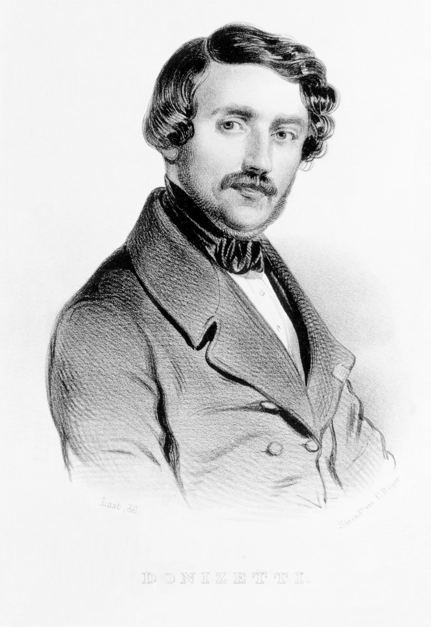 Retrato de Gaetano Donizetti (1797-1848) Compositor italiano, gravado por F. Boger de Carel Christian Anthony Last