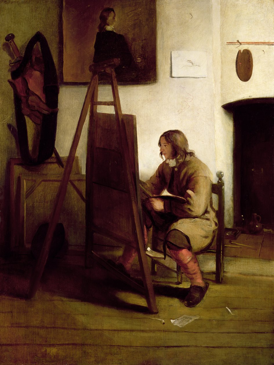 Um artista em seu ateliê de Carel Fabritius