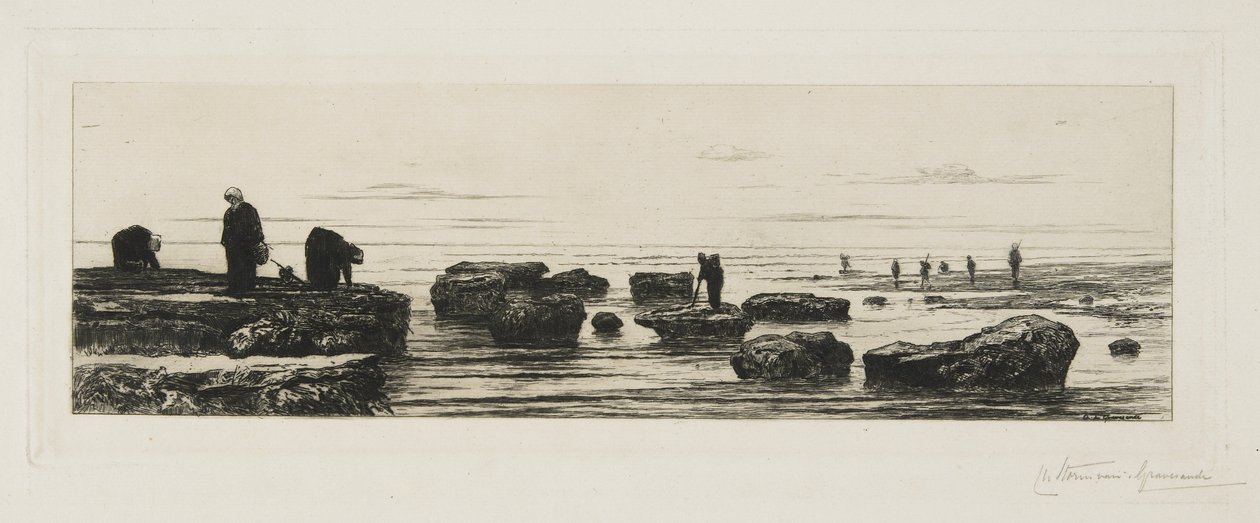Os coletores de algas marinhas em Veules, c. 1885 de Carel Nicolaas Storm van 