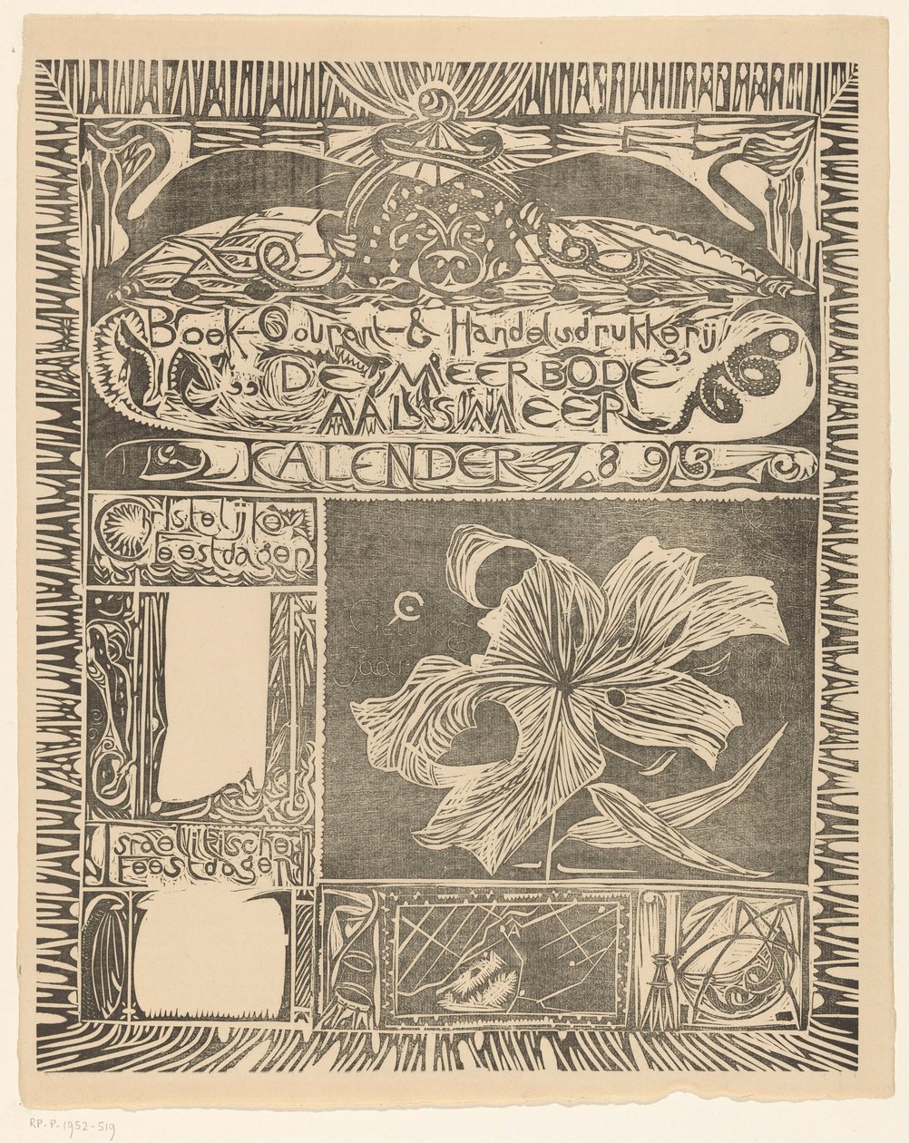 Folha de calendário 1893 de Carel Adolph Lion Cachet