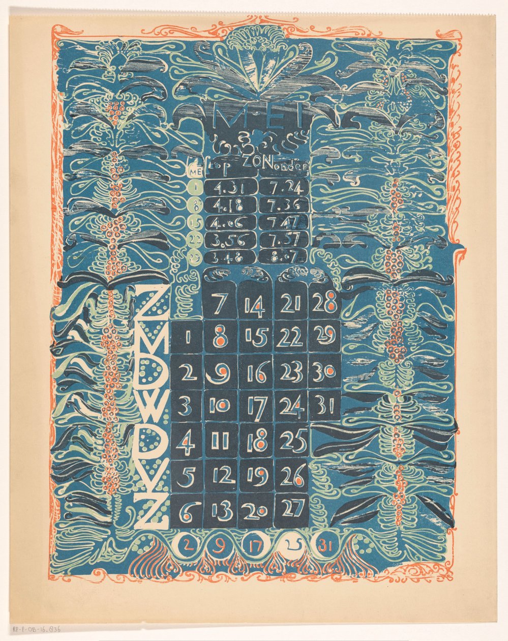 Página do calendário maio de 1899 de Carel Adolph Lion Cachet
