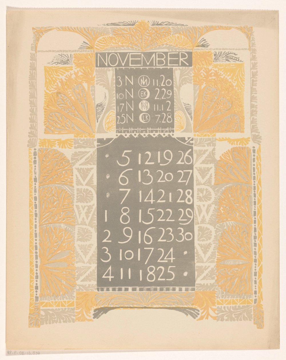 Kalenderblatt November 1899 de Carel Adolph Lion Cachet
