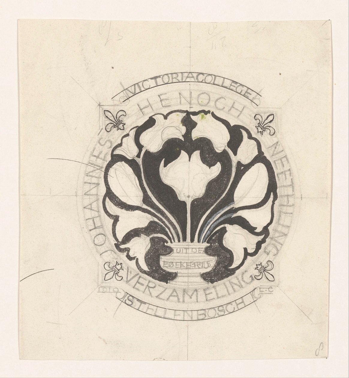 Desenho para uma ex libris por Johannes Henoch Neethling de Carel Adolph Lion Cachet
