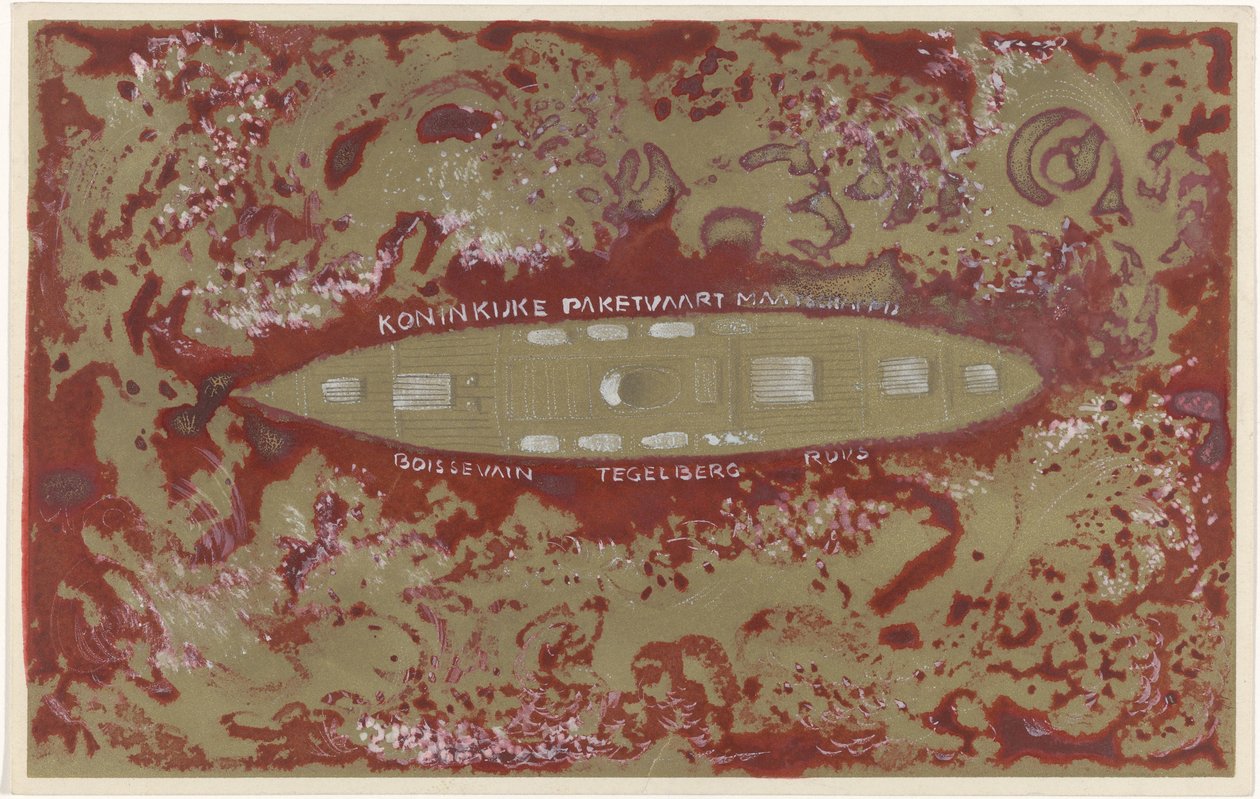 Design para vinheta do Koninklijke Paketvaart Maatschappij de Carel Adolph Lion Cachet